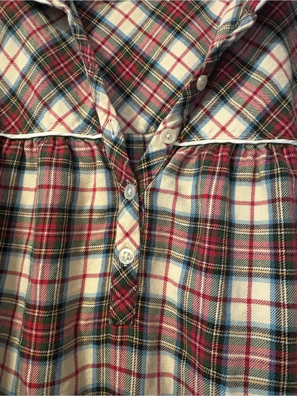 Vintage Plaid Long Sleeve Women's Nightgown Dress - Picture 2 of 5